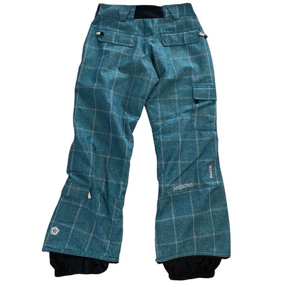 SESSIONS Switch Window Ridge Series Blue Plaid Waterproof Pants ~ Women's SMALL - Picture 3 of 16